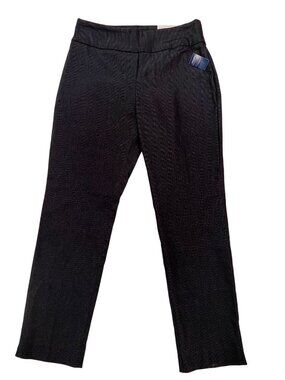Reitmans NWT Petite 6P Black silver Grey Stretch Dress pull on Pants Silver Thre